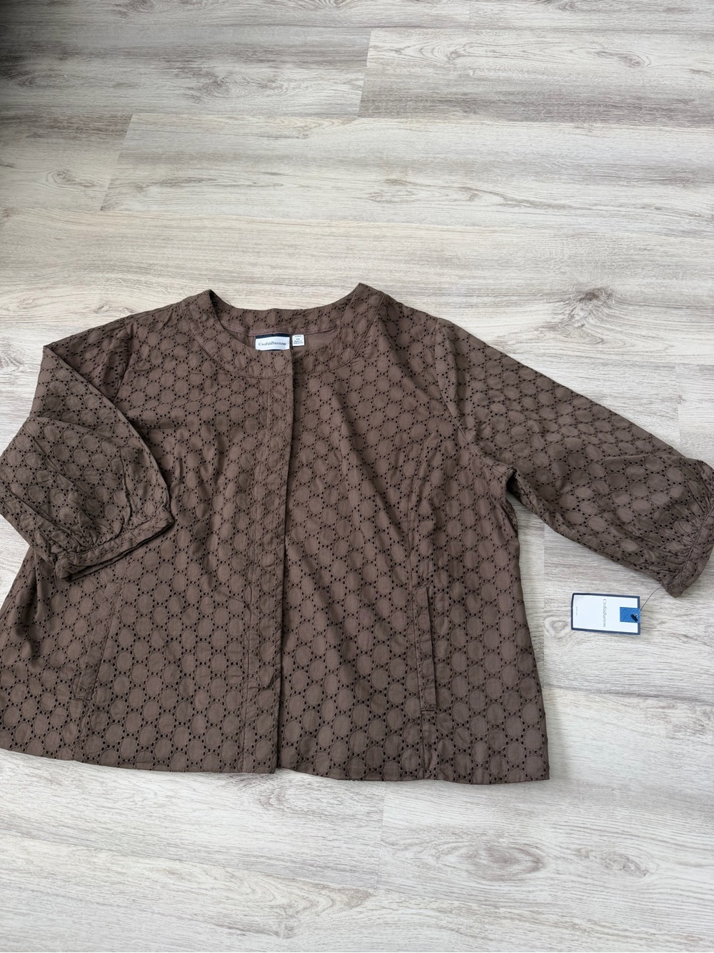 croft & barrow Brown Eyelet cotton Jacket blazer with cotton lining